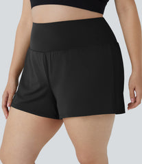 Pocket Plus Pocket 2-in-1 Gym Plus Size Shorts 2.5''