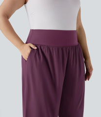 Plus Size Breezeful™ High Waisted Tummy Control Hem Quick Dry Pants with Pockets