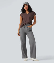 Halara Flex™ High Waisted Drawstring Wide Leg InstantCool Stretchy Knit Casual Sweatpants Jeans with Pockets