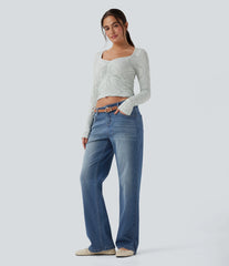 Halara Flex™ Low Rise Straight Leg Casual Jeans with Pockets