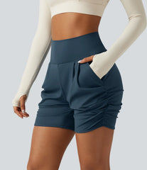 SoftlyZero™ Airy High Waisted Ruched InstantCool Yoga Shorts 5'' with Pockets