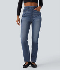 Halara Flex™ High Waisted Tummy Control Washed Casual Slim Jeans with Pockets
