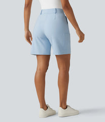DayStretch High Waisted Pleated Work Cargo Baggy Bermuda Shorts with Pockets