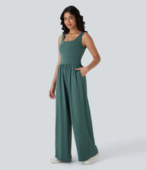 SoftlyZero™ Airy Wide Leg InstantCool Yoga Jumpsuit with Pockets-Easy Peezy