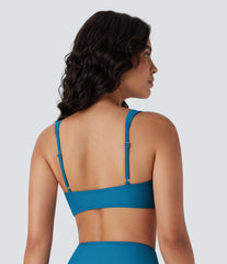 Square Neck Ruched Bikini Top Swimsuit