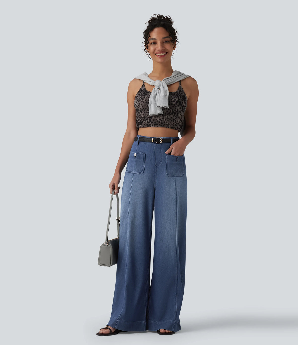 Halara Flex™ High Waisted Wide Leg Flare Casual Jeans with Pockets