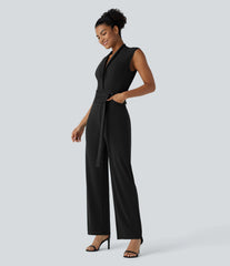 Sleeveless Belted Pocket Work Jumpsuit-Easy Peezy Edition