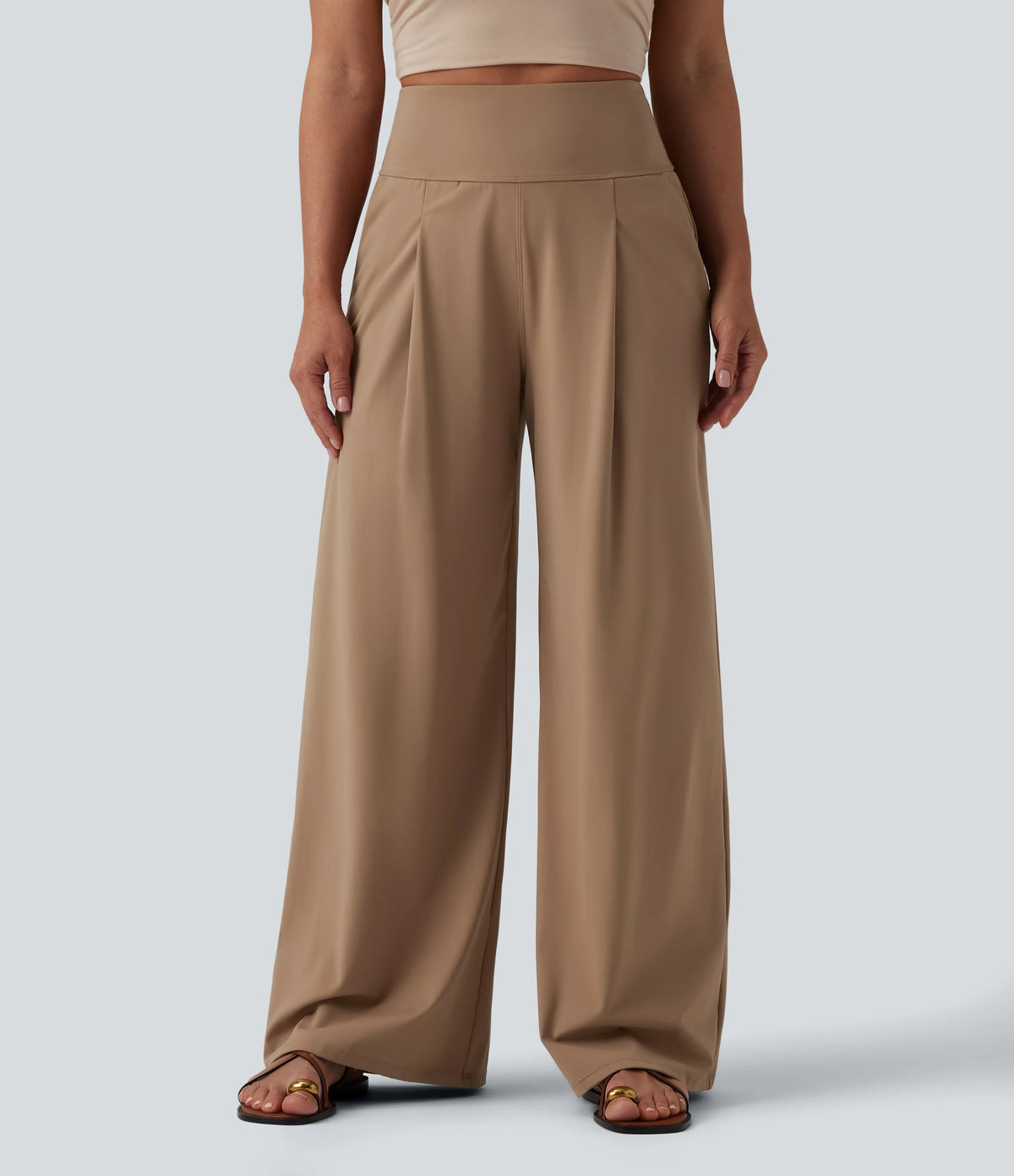 SoftlyZero™ Airy High Waisted Tummy Control Wide Leg Baggy Cool Touch Casual Pants with Pockets-UPF50+