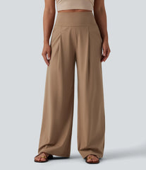 SoftlyZero™ Airy High Waisted Tummy Control Wide Leg Baggy Cool Touch Casual Pants with Pockets-UPF50+