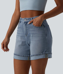 Halara Flex™ High Waisted Denim Casual Shorts 6'' with Pockets