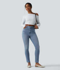 Halara Flex™ High Waisted Slim Washed Casual Jeans with Pockets