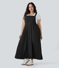 Breezeful™ Flowy Quick Dry Midi Casual Plus Size Pinafore Dress with Pockets