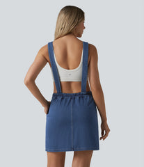 Halara Flex™ Square Neck Denim Mini Casual Dress with Pockets