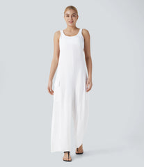 Pocket Casual Cargo Linen-Feel Jumpsuit