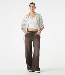 Halara Flex™ Asymmetric Low Rise Wide Leg Colorful Washed Casual Jeans with Pockets