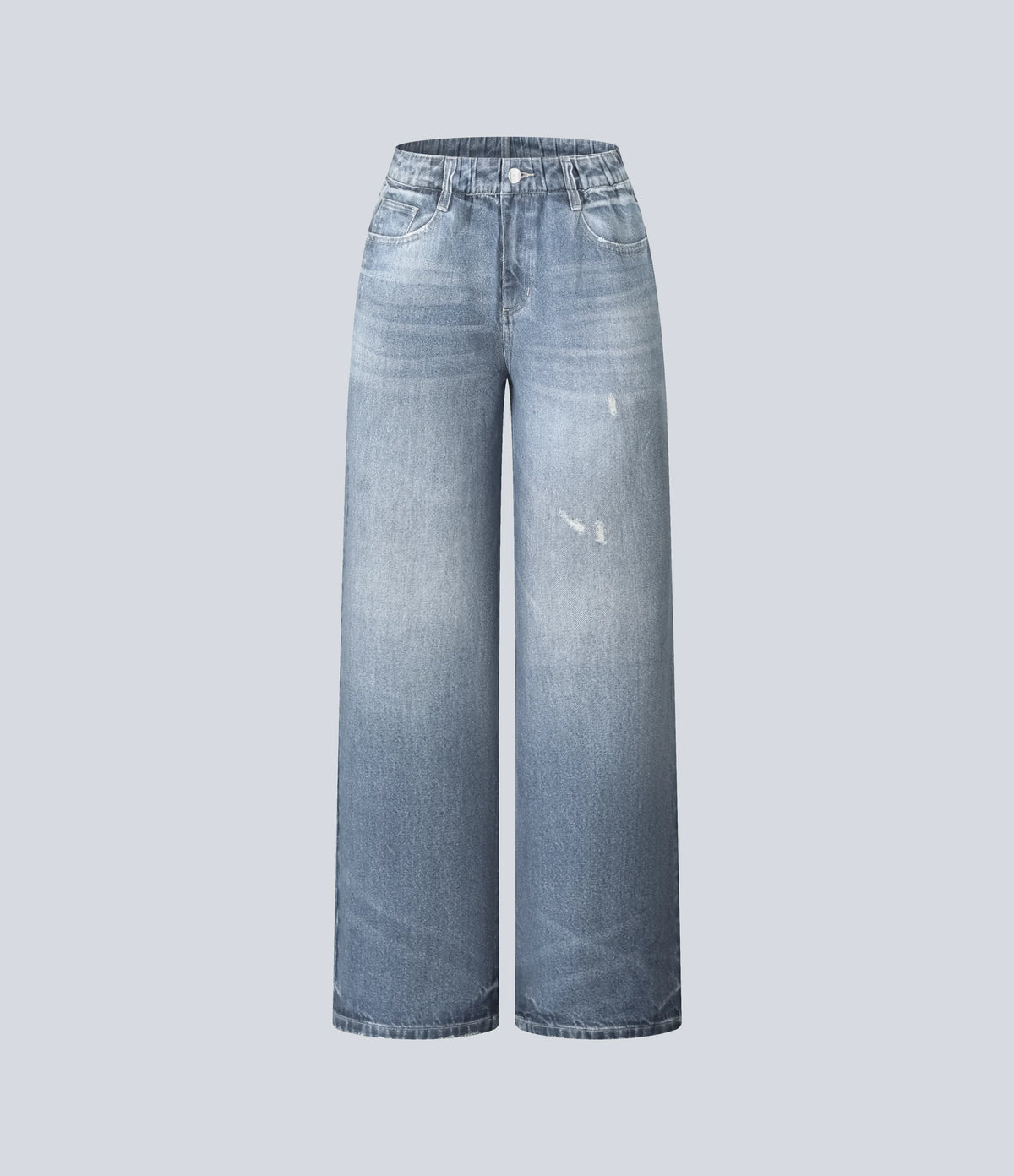Mid Rise Denim Print French Terry Casual Sweatpants Jeans with Pockets
