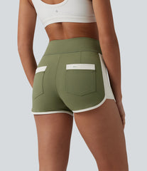 SoftlyZero™ Airy High Waisted Color Block InstantCool Workout Shorts 2.5'' with Pockets-UPF50+
