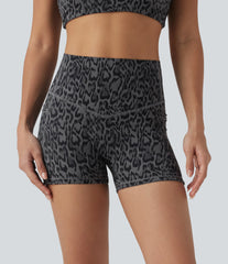 Halara UltraSculpt™ Leopard Print High Waisted Tummy Control Shaping Training Biker Shorts 3'' with Pockets