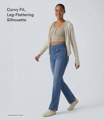 Halara Flex™ Curvy High Waisted Bootcut Washed Casual Jeans with Pockets