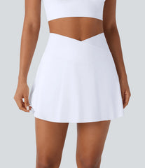 High Waisted Crossover 2-in-1 Pocket InstantCool Quick Dry Mini Skirt