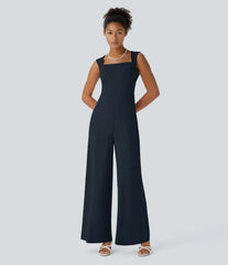 Square Neck Sleeveless Jumpsuit