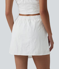 High Waisted Mini 2-in-1 Embroidery Resort A-line Skirt
