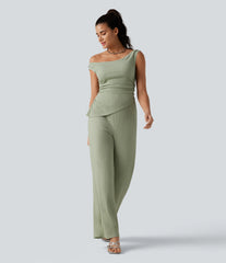 Off Shoulder Built-in Bra Casual Jumpsuit-Easy Peezy Edition