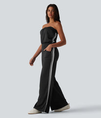 SoftlyZero™ QuickDry Tube Side Stripes Casual Jumpsuit with Pockets-Easy Peezy