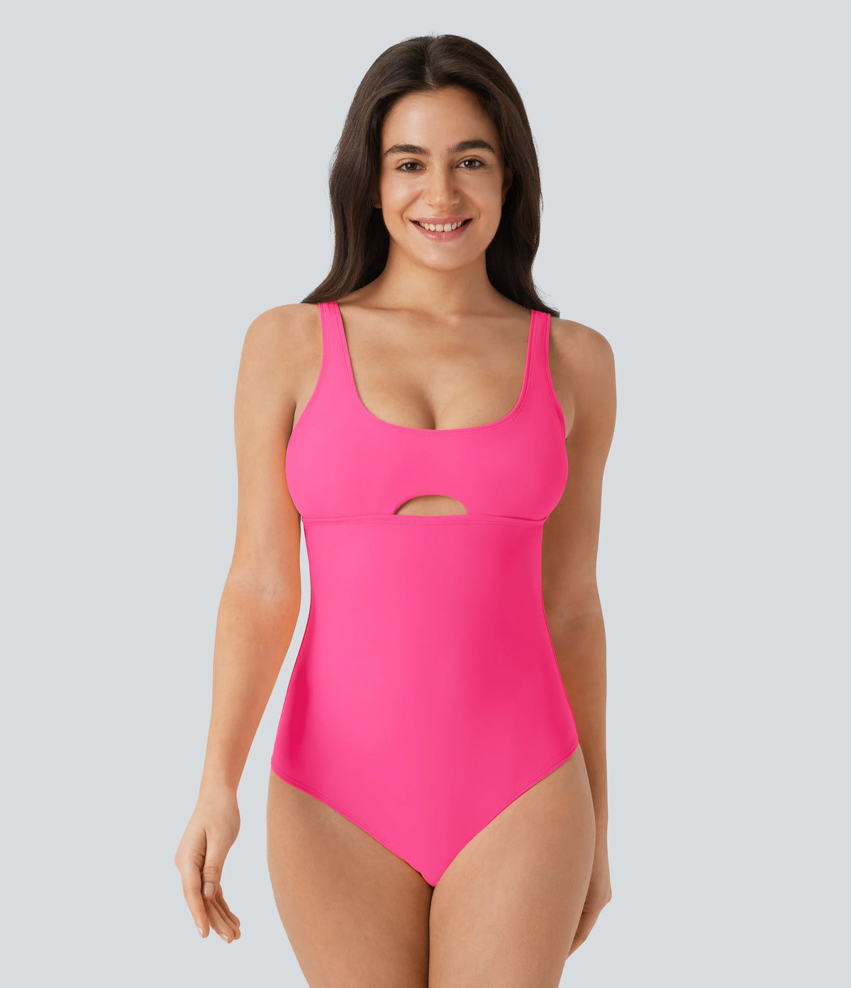 U Neck Cut Out One Piece Swimsuit