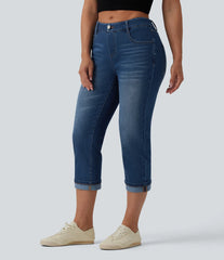 Halara Flex™ Low Rise Rolled Hem Cropped Casual Jeans with Pockets