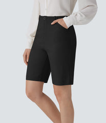 Mid Rise Zipper Pocket Work Bermuda Shorts 9''