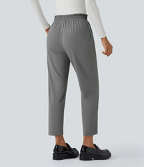 Halara Flex™ Mid Rise Frill Tapered Quick Dry Work Pants with Pockets-UPF40+