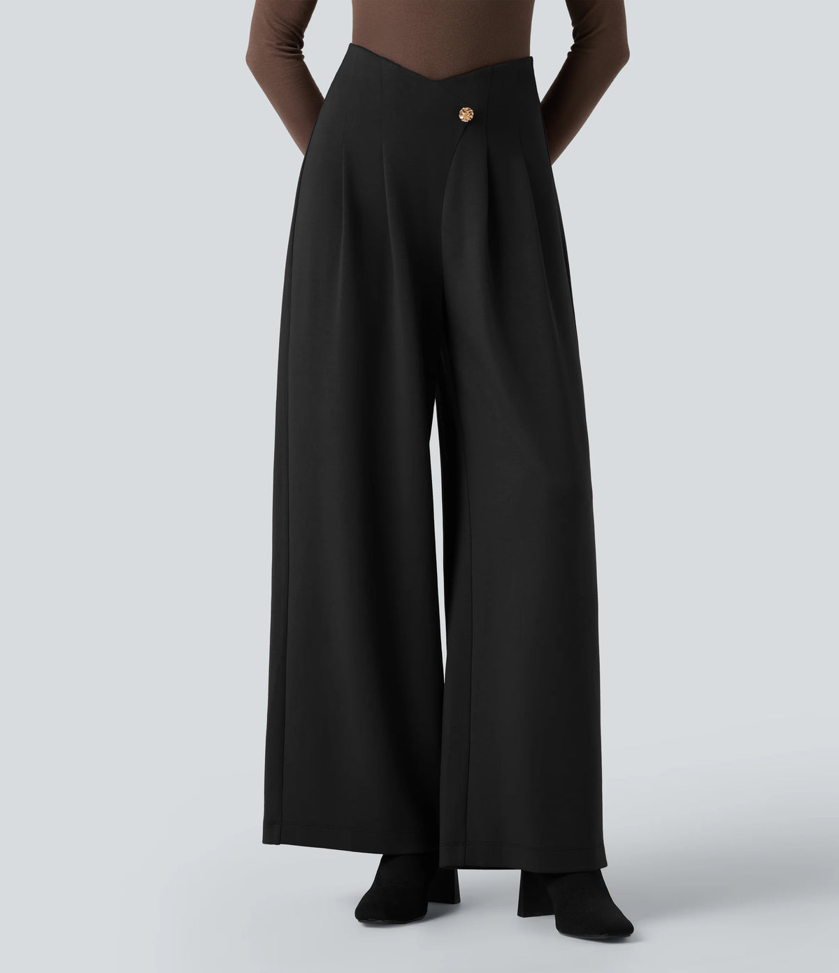 SpacerTek™ Super High Waisted Crossover Wide Leg Work Pants