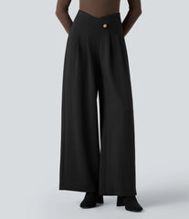 SpacerTek™ Super High Waisted Crossover Wide Leg Work Pants