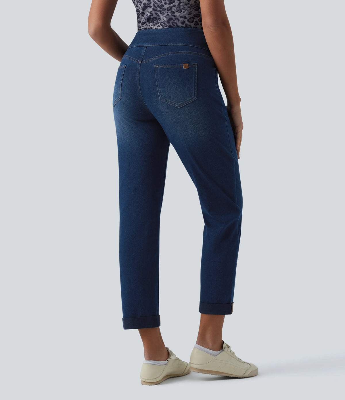 Halara Flex™ High Waisted Tummy Control Rolled Hem Casual Jeans with Pockets