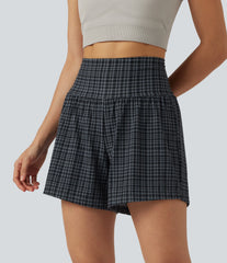 Halara UltraSculpt™ Check Plaid Print Super High Waisted 2-in-1 Yoga Shorts 5'' with Pockets