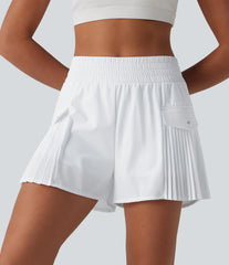 Breezeful™ High Waisted Pleated 2-in-1 Quick Dry Hiking Baggy Shorts with Pockets
