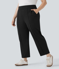 High Waisted Pockets Straight Leg Quick Dry Golf Plus Size Pants-Golf Tee-UPF40+