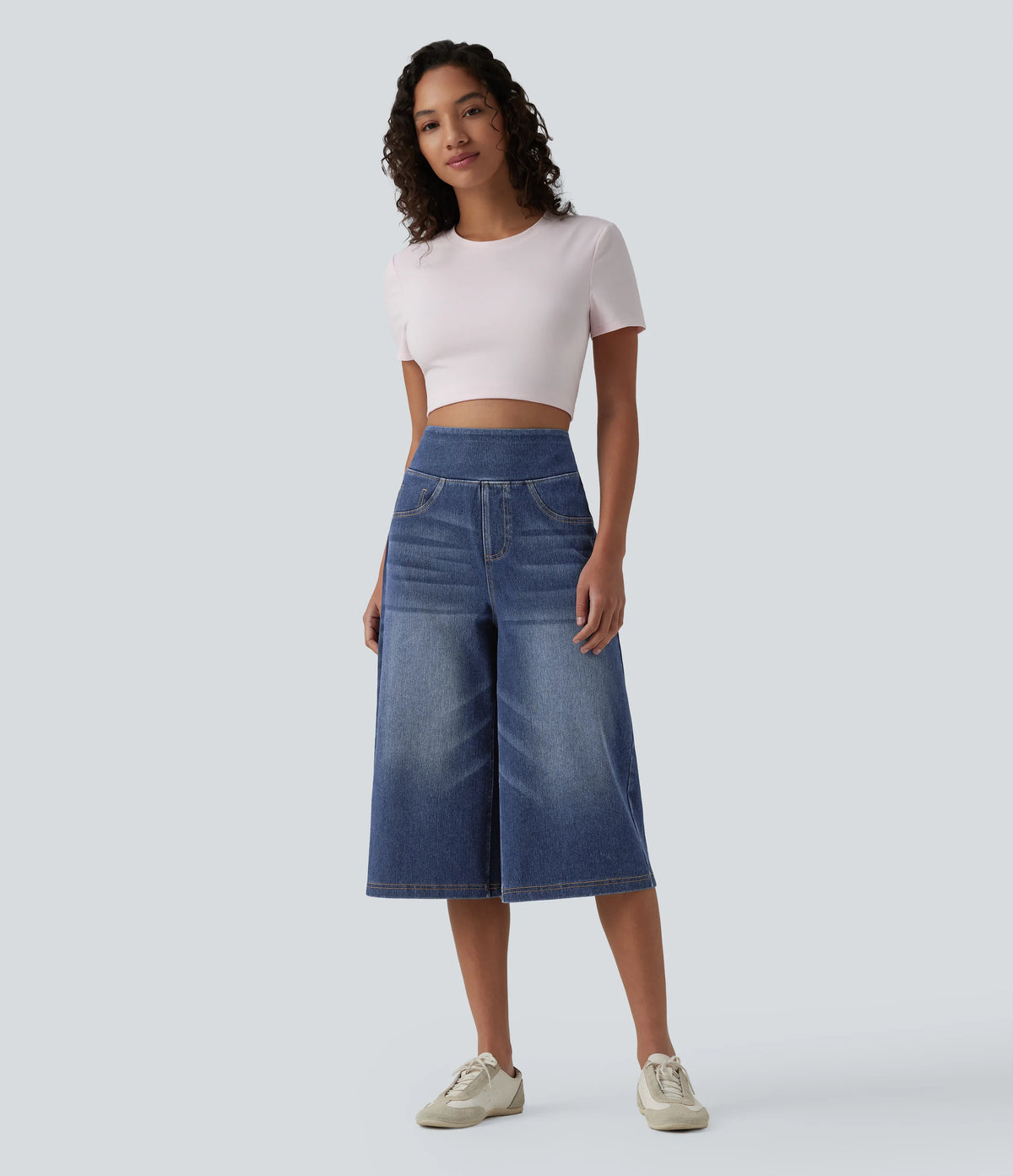 Halara Flex™ High Waisted Tummy Control Casual Capri Baggy Jeans with Pockets