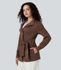 SpacerTek™ High-neck Long Sleeve Tie Work Coat with Pockets