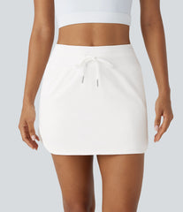 SoftlyZero™ QuickDry High Waisted Drawstring Pocket 2-in-1 Curved Hem Mini Golf Skirt-Golf Tee Pocket