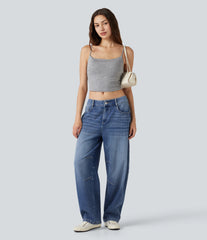 Halara Flex™ Low Rise Barrel Leg Casual Jeans with Pockets