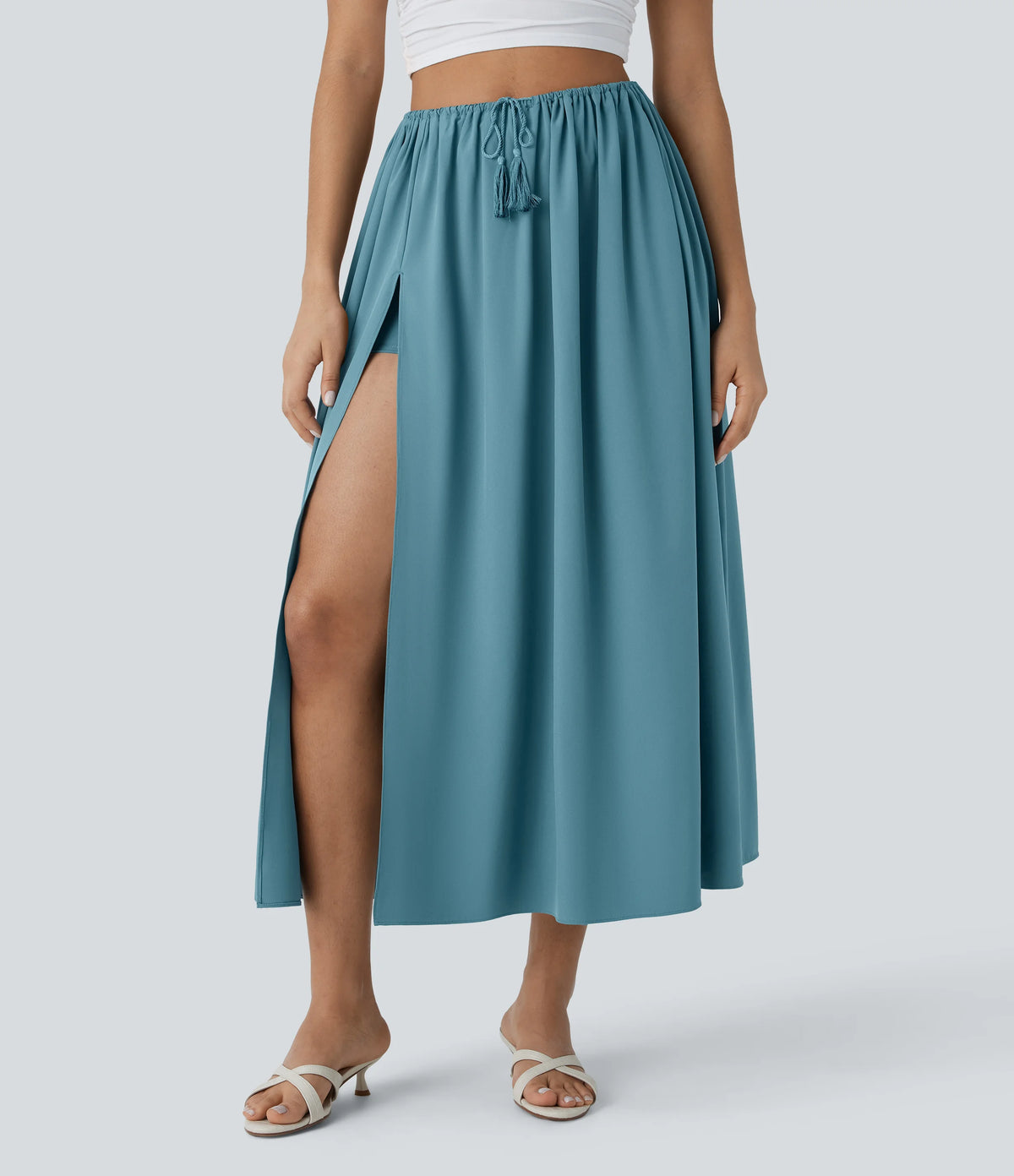 Breezeful™ High Waisted Drawstring Flowy Quick Dry 2-Piece Midi Skirt