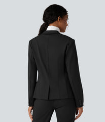 Halara Flex™ Suit Wrinkle Recovery Notched Collar Long Sleeve Slim Work Blazer with Pockets
