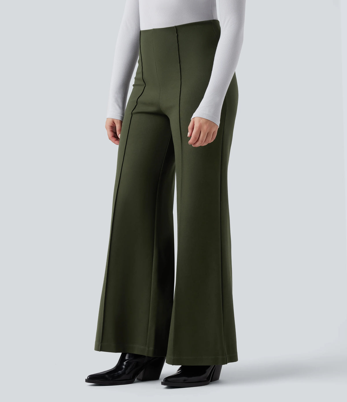 Halara Flex™ Wear-Resistant High Waisted Ponte Roma Work Baggy Flare Pants