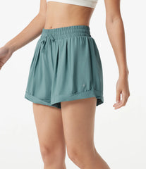 Mid Rise Drawstring 2-in-1 Baggy Running Shorts with Pocket