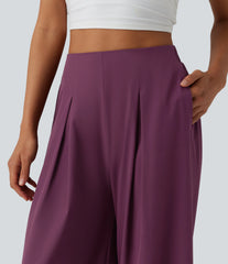 Breezeful™ High Waisted Pleated Quick Dry Resort Flowy Baggy Pants with Pockets