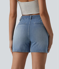 Halara Flex™ High Waisted Washed Denim Casual Shorts 4'' with Pockets