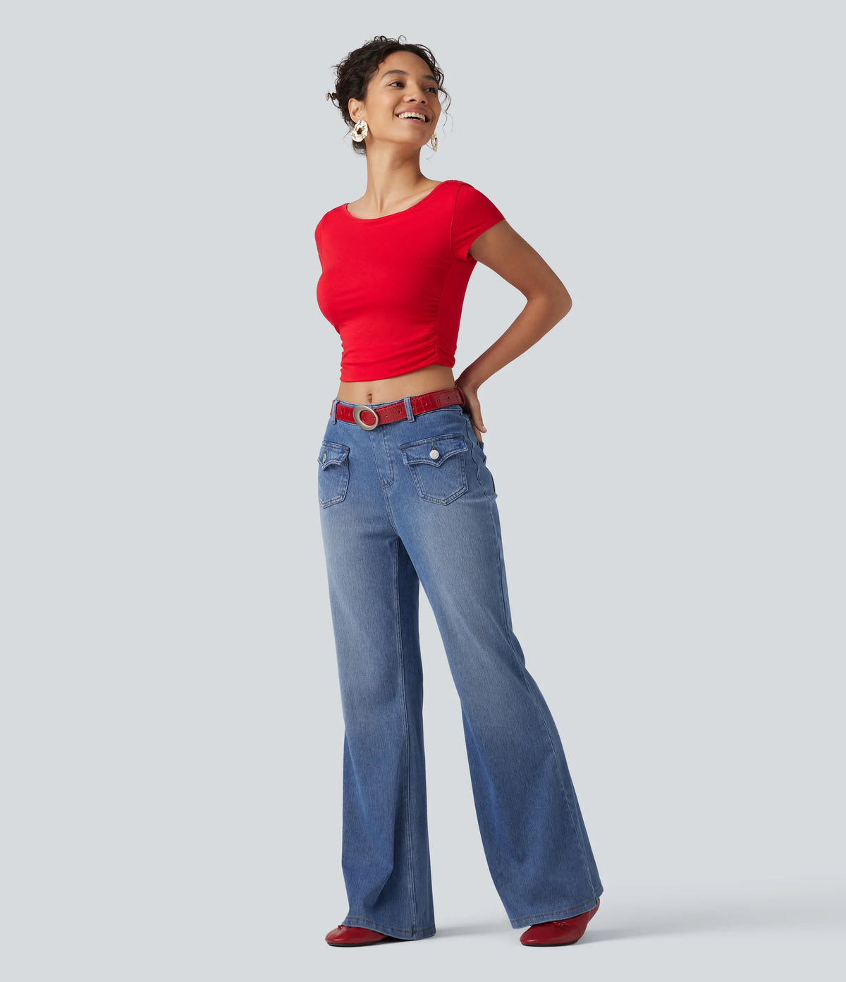 Halara Flex™ Mid Rise Casual Flare Jeans with Pockets
