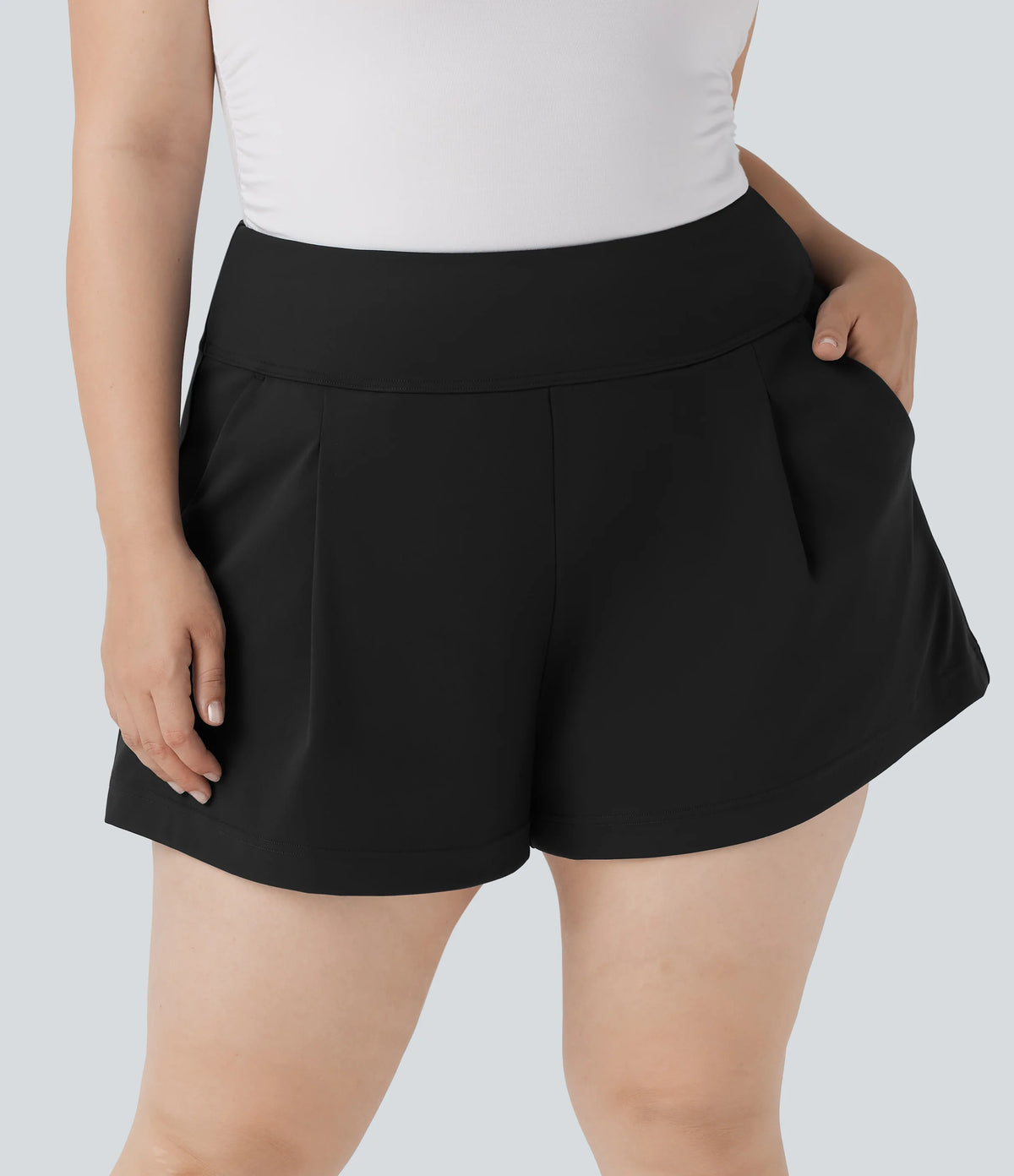 Plus Size DayStretch High Waisted Work Shorts with Pockets